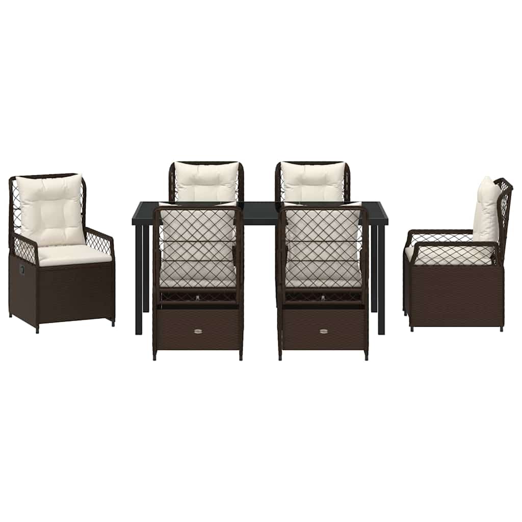 Ensemble de salle à manger pour jardin 7 pcs Marron polyrotin - XIOS
