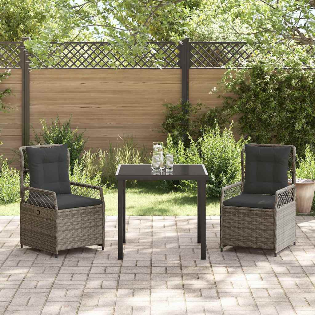 Ensemble de salle à manger pour jardin 3 pcs Gris polyrotin - XIOS