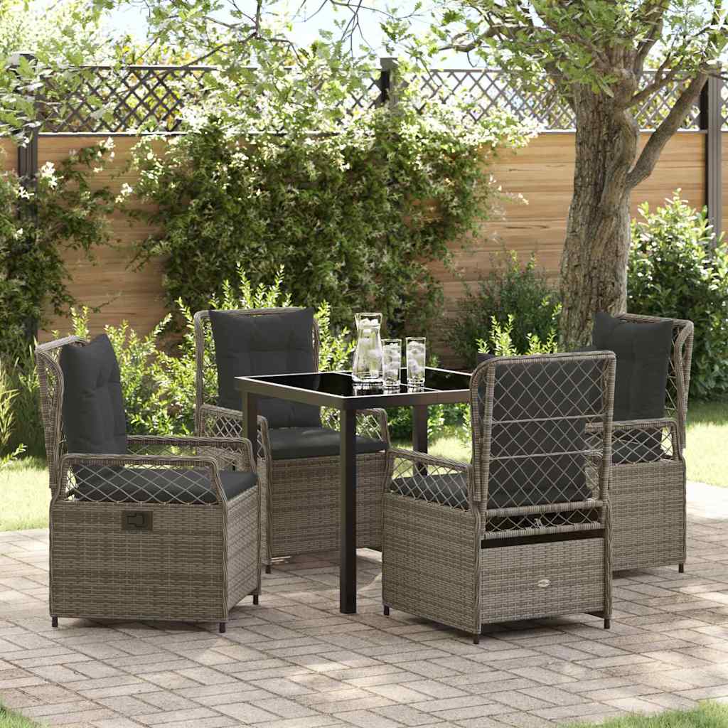 Ensemble de salle à manger pour jardin 5 pcs Gris polyrotin - XIOS