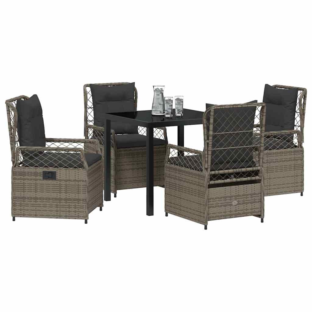 Ensemble de salle à manger pour jardin 5 pcs Gris polyrotin - XIOS