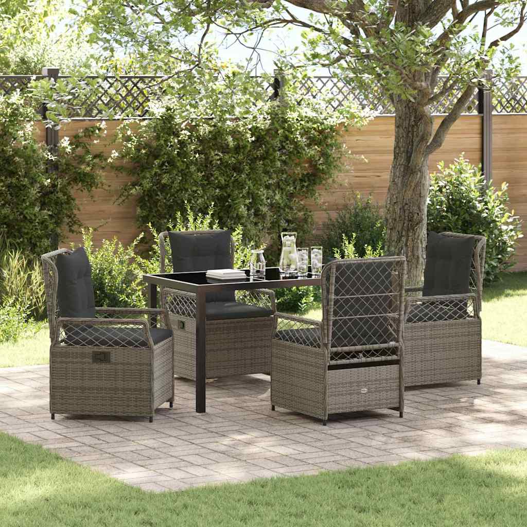 Ensemble de salle à manger pour jardin 5 pcs Gris polyrotin - XIOS