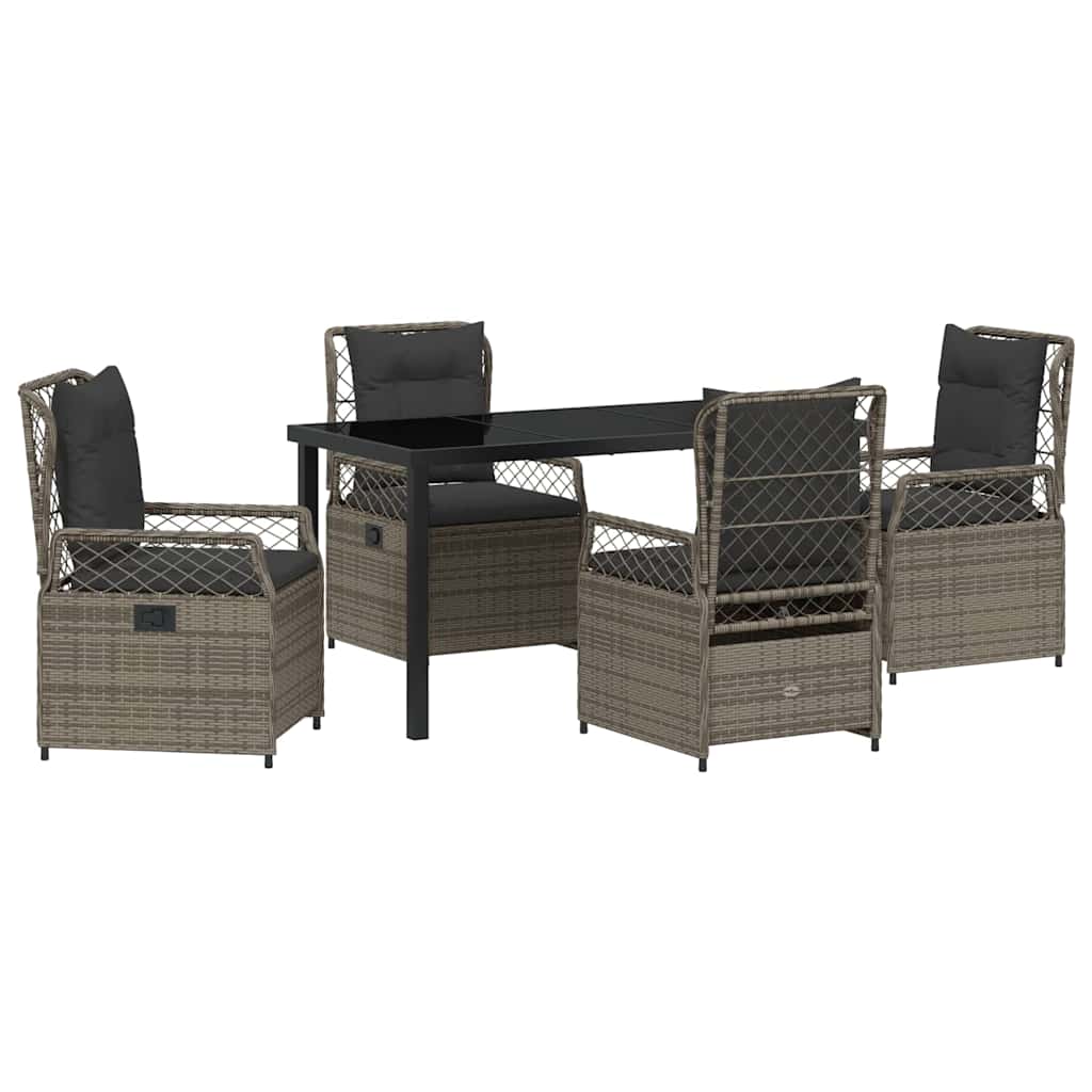 Ensemble de salle à manger pour jardin 5 pcs Gris polyrotin - XIOS