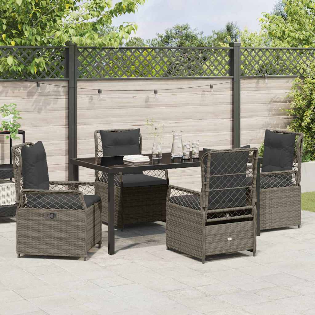 Ensemble de salle à manger pour jardin 5 pcs Gris polyrotin - XIOS