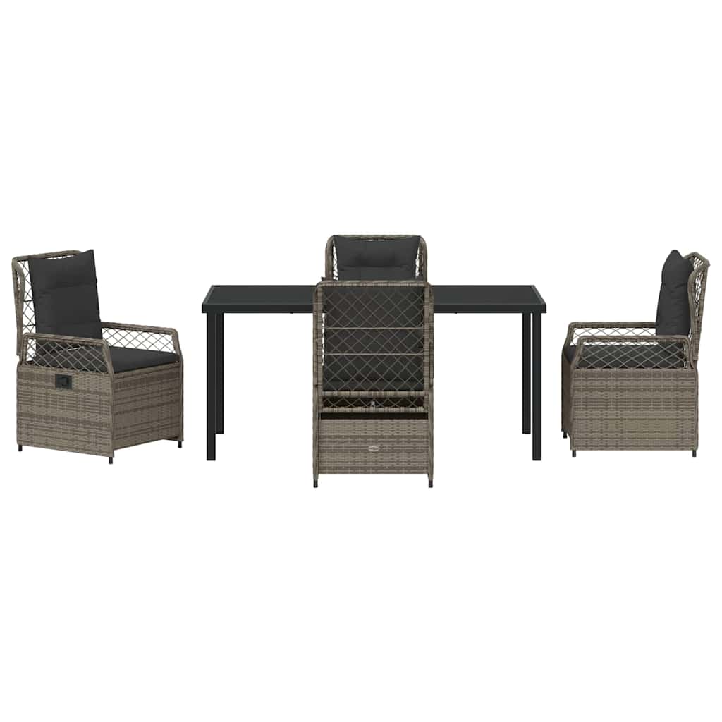 Ensemble de salle à manger pour jardin 5 pcs Gris polyrotin - XIOS
