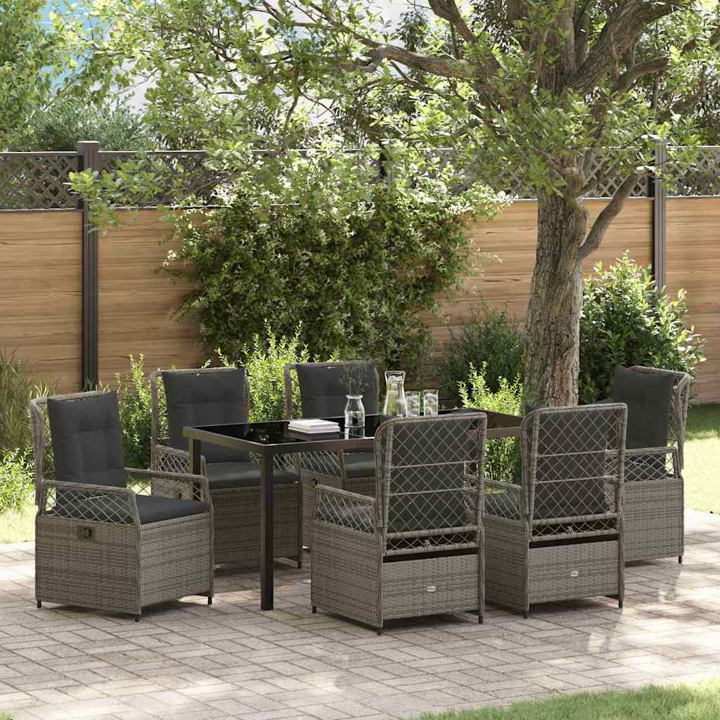 Ensemble de salle à manger pour jardin 7 pcs Gris polyrotin - XIOS