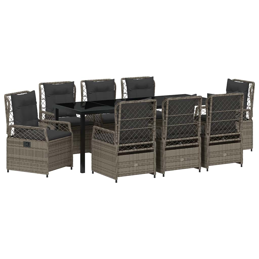 Ensemble de salle à manger pour jardin 9 pcs Gris polyrotin - XIOS