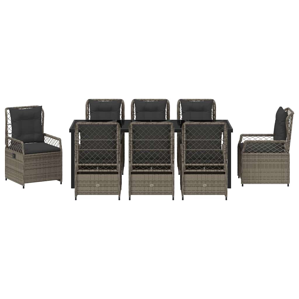 Ensemble de salle à manger pour jardin 9 pcs Gris polyrotin - XIOS