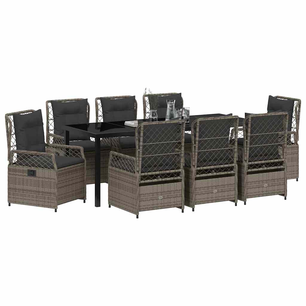 Ensemble de salle à manger pour jardin 9 pcs Gris polyrotin - XIOS