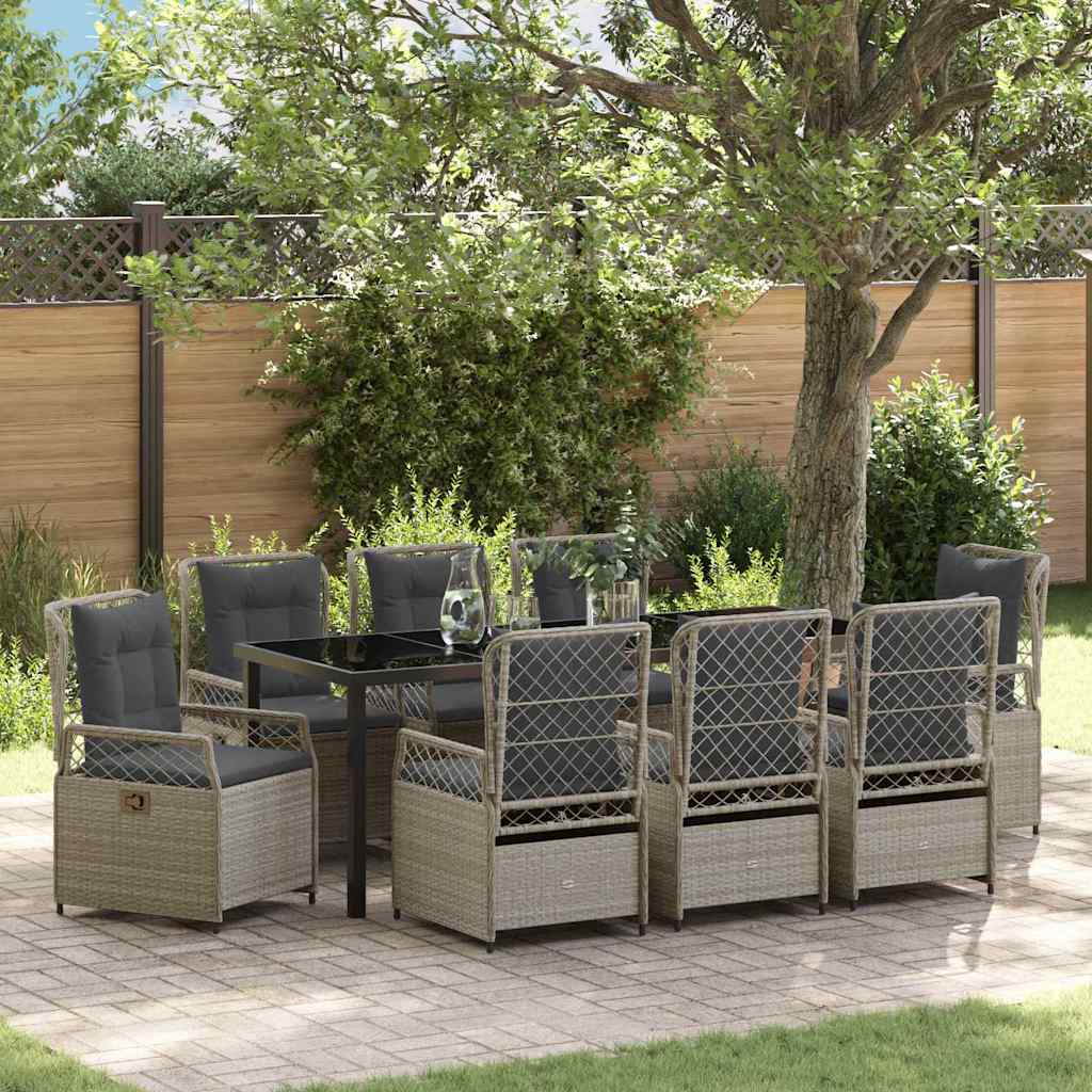 Ensemble de salle à manger pour jardin 9 pcs Gris clair - XIOS