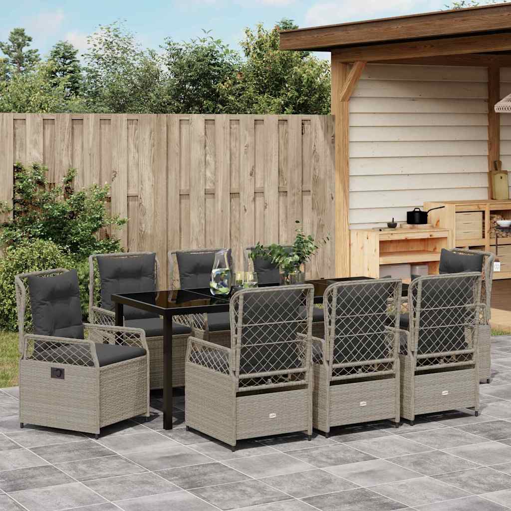 Ensemble de salle à manger pour jardin 9 pcs Gris clair - XIOS