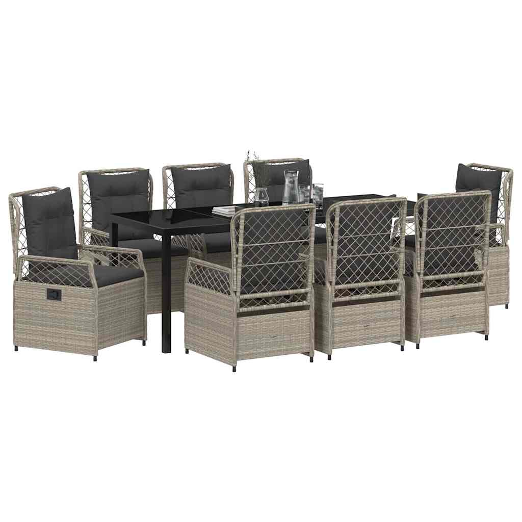 Ensemble de salle à manger pour jardin 9 pcs Gris clair - XIOS