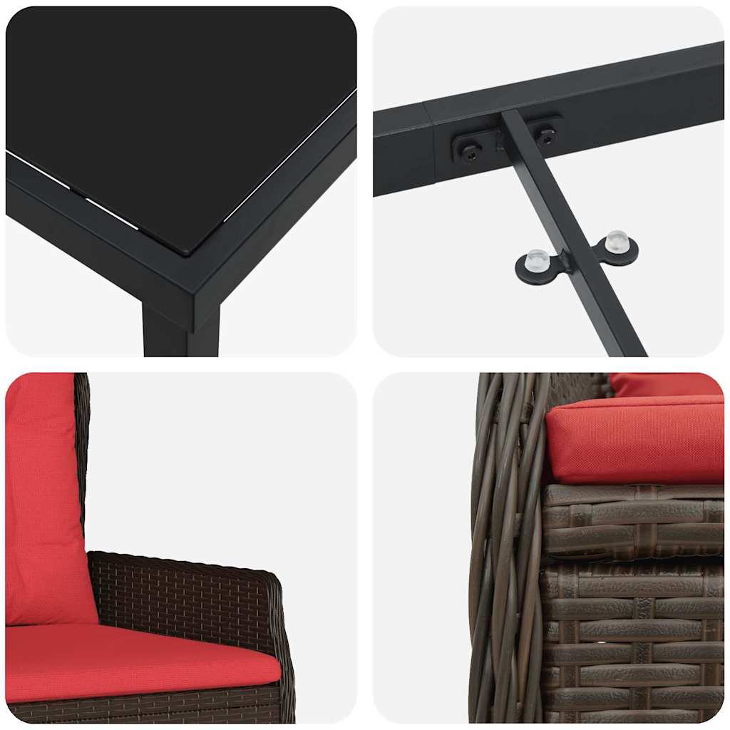 Ensemble de salle à manger pour jardin 3 pcs Marron Poly rotin - XIOS