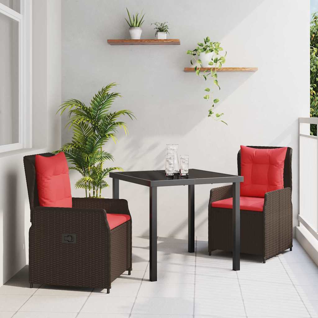 Ensemble de salle à manger pour jardin 3 pcs Marron Poly rotin - XIOS