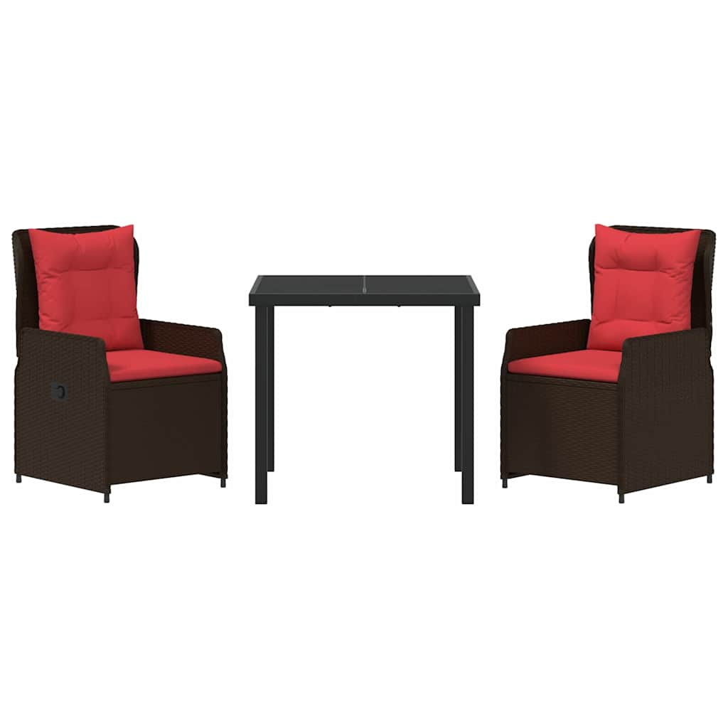Ensemble de salle à manger pour jardin 3 pcs Marron Poly rotin - XIOS