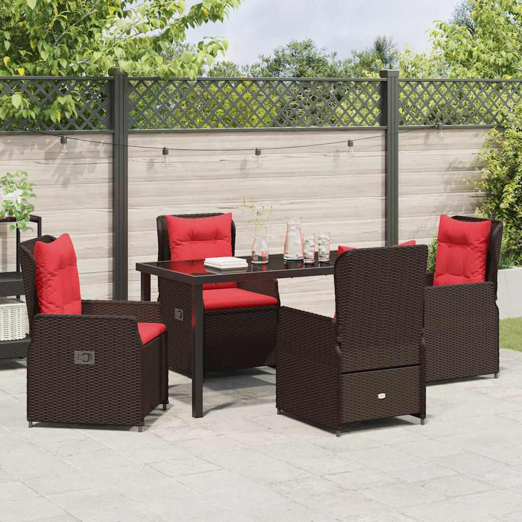 Ensemble de salle à manger pour jardin 5 pcs Marron Poly rotin - XIOS