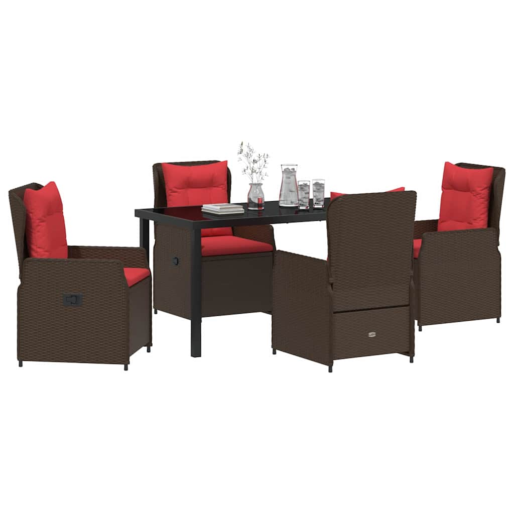 Ensemble de salle à manger pour jardin 5 pcs Marron Poly rotin - XIOS