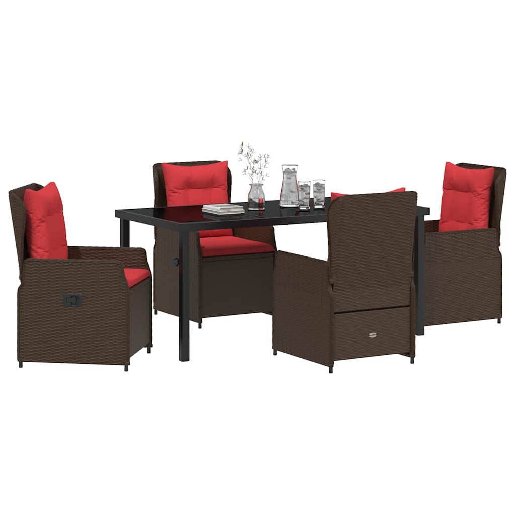 Ensemble de salle à manger pour jardin 5 pcs Marron Poly rotin - XIOS