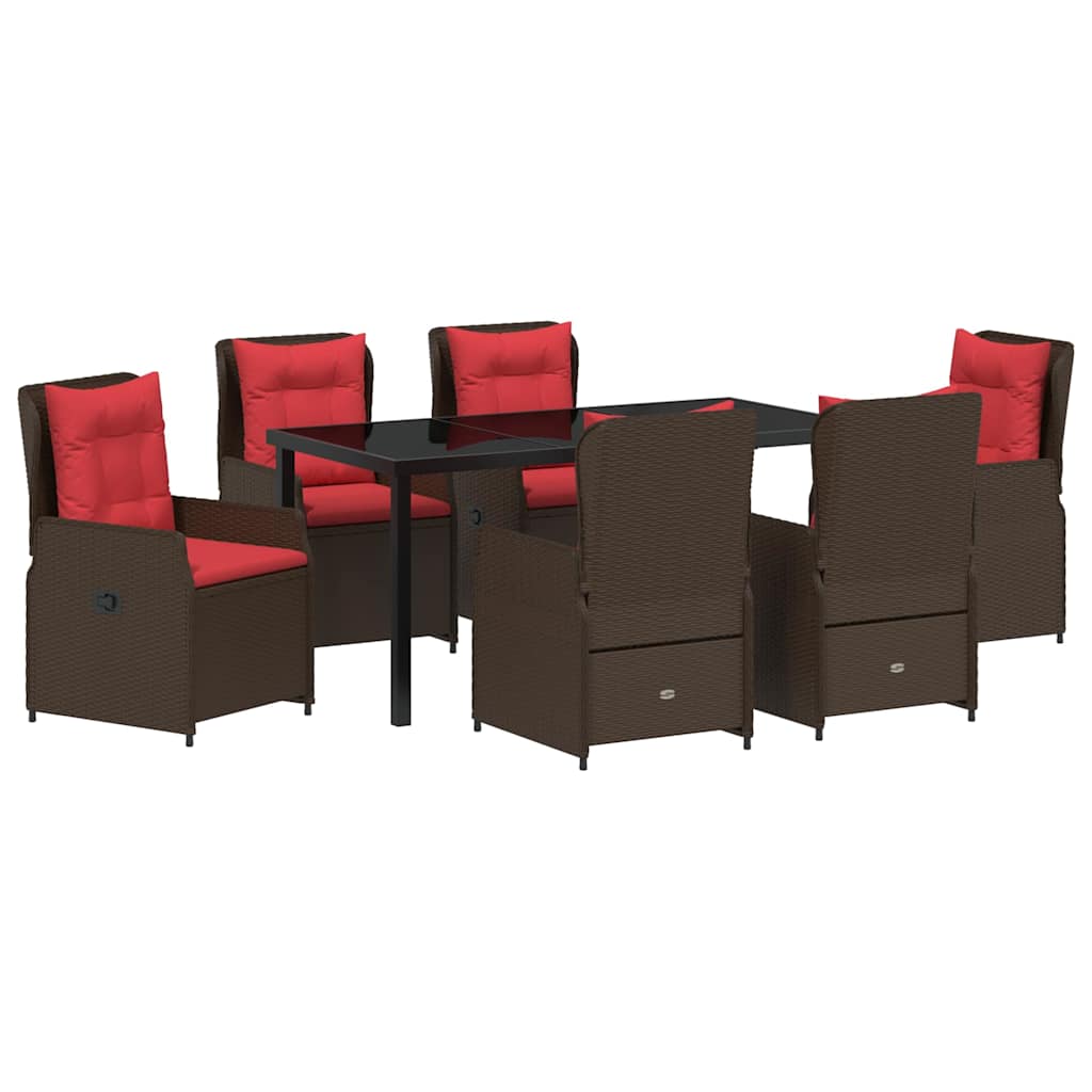 Ensemble de salle à manger pour jardin 7 pcs Marron Poly rotin