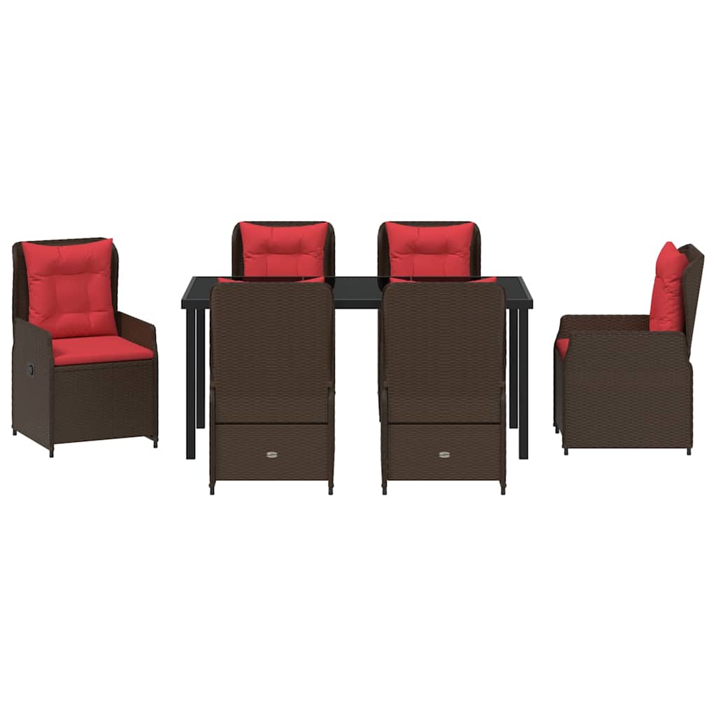 Ensemble de salle à manger pour jardin 7 pcs Marron Poly rotin