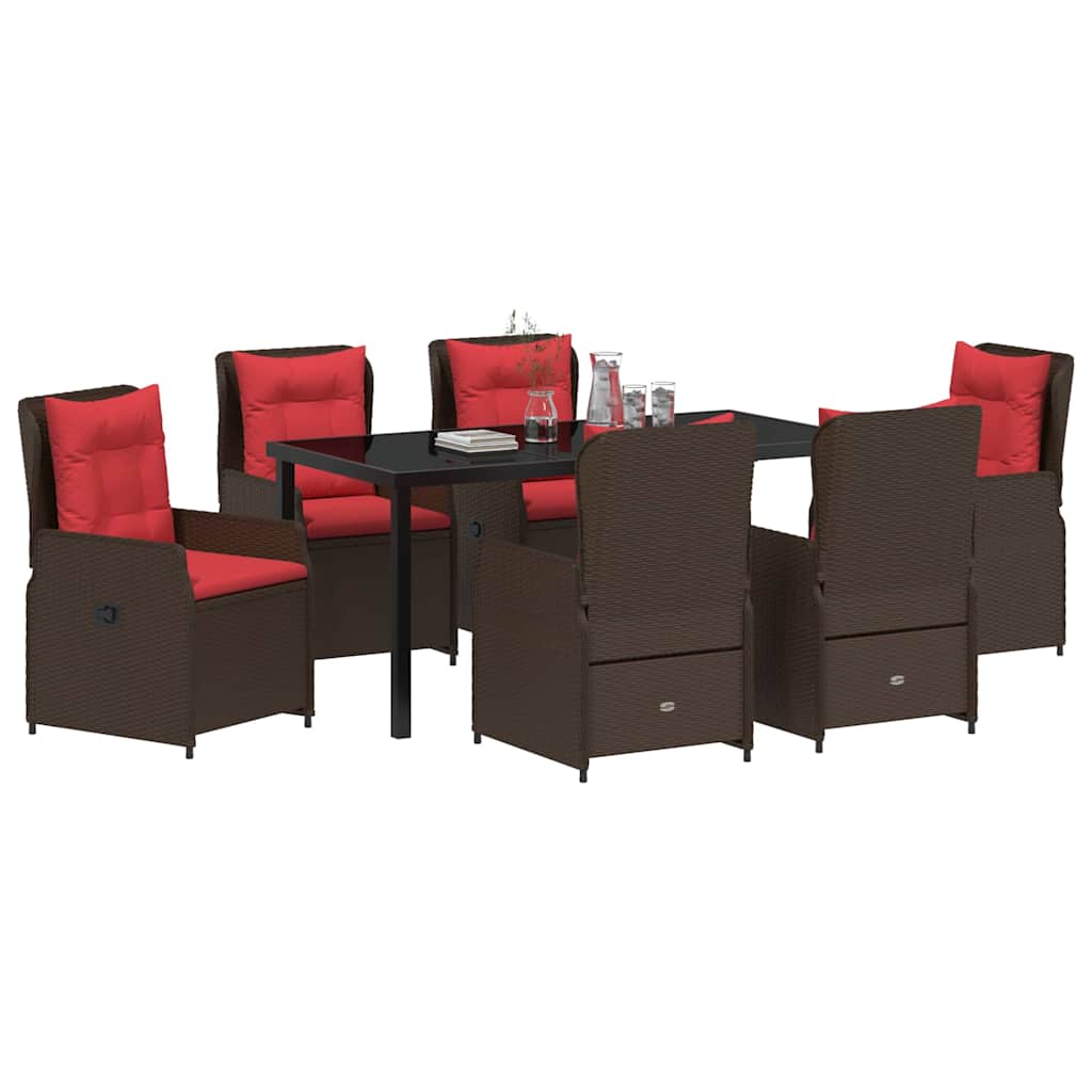 Ensemble de salle à manger pour jardin 7 pcs Marron Poly rotin