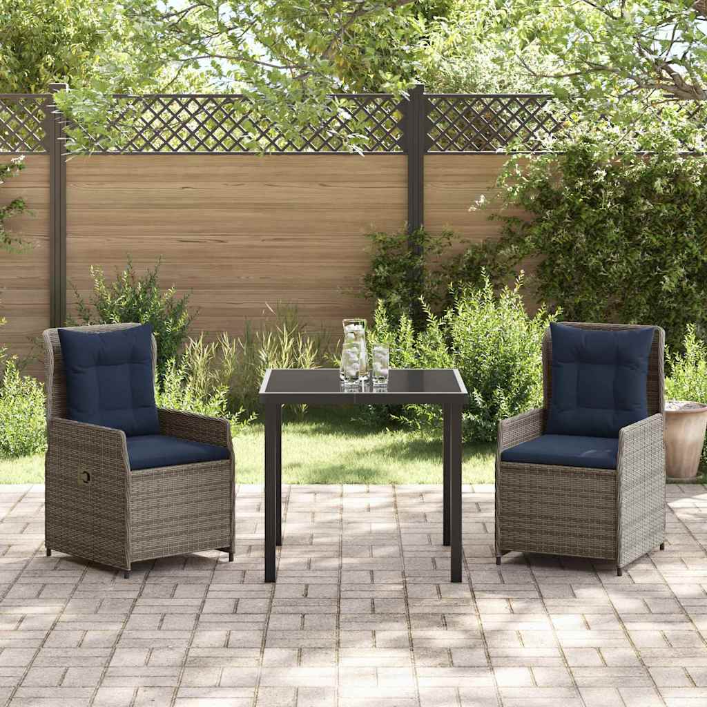 Ensemble de salle à manger pour jardin 3 pcs Gris Poly rotin - XIOS