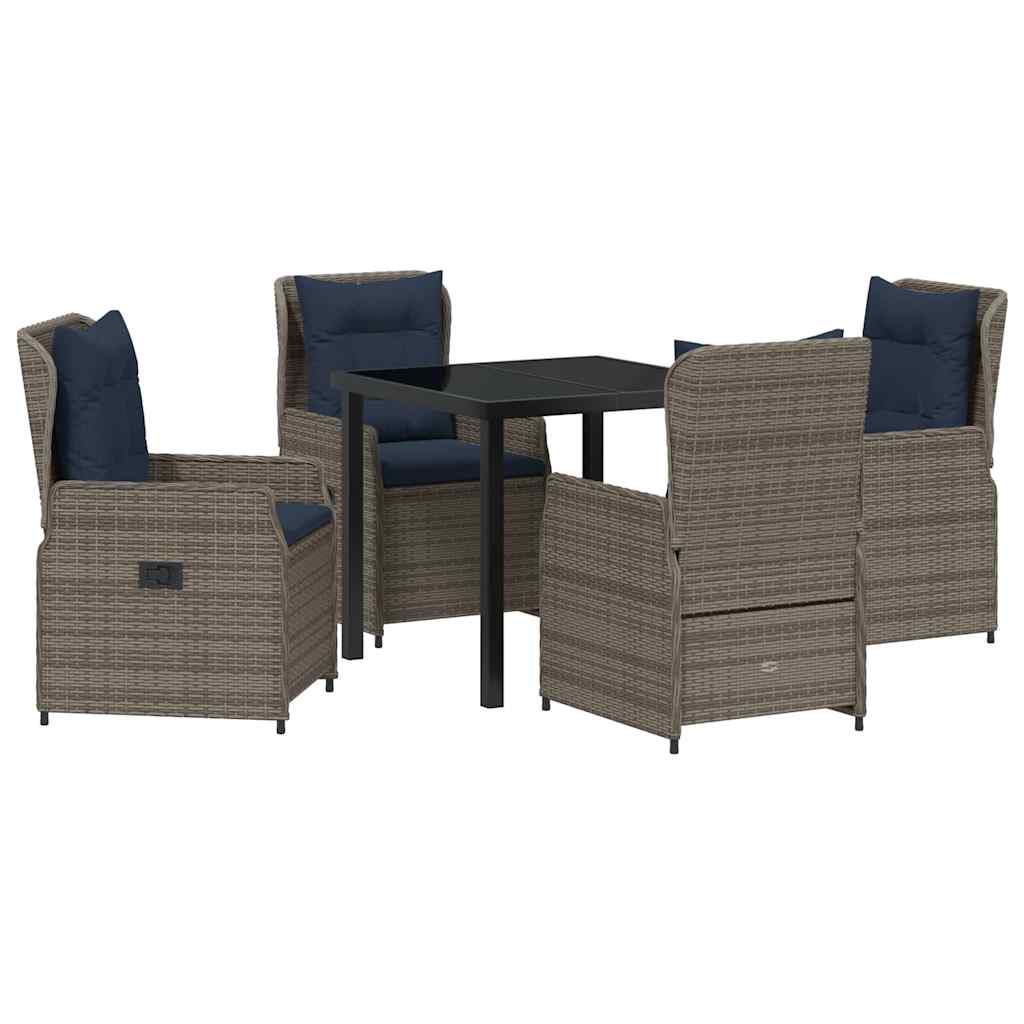Ensemble de salle à manger pour jardin 5 pcs Gris Poly rotin - XIOS