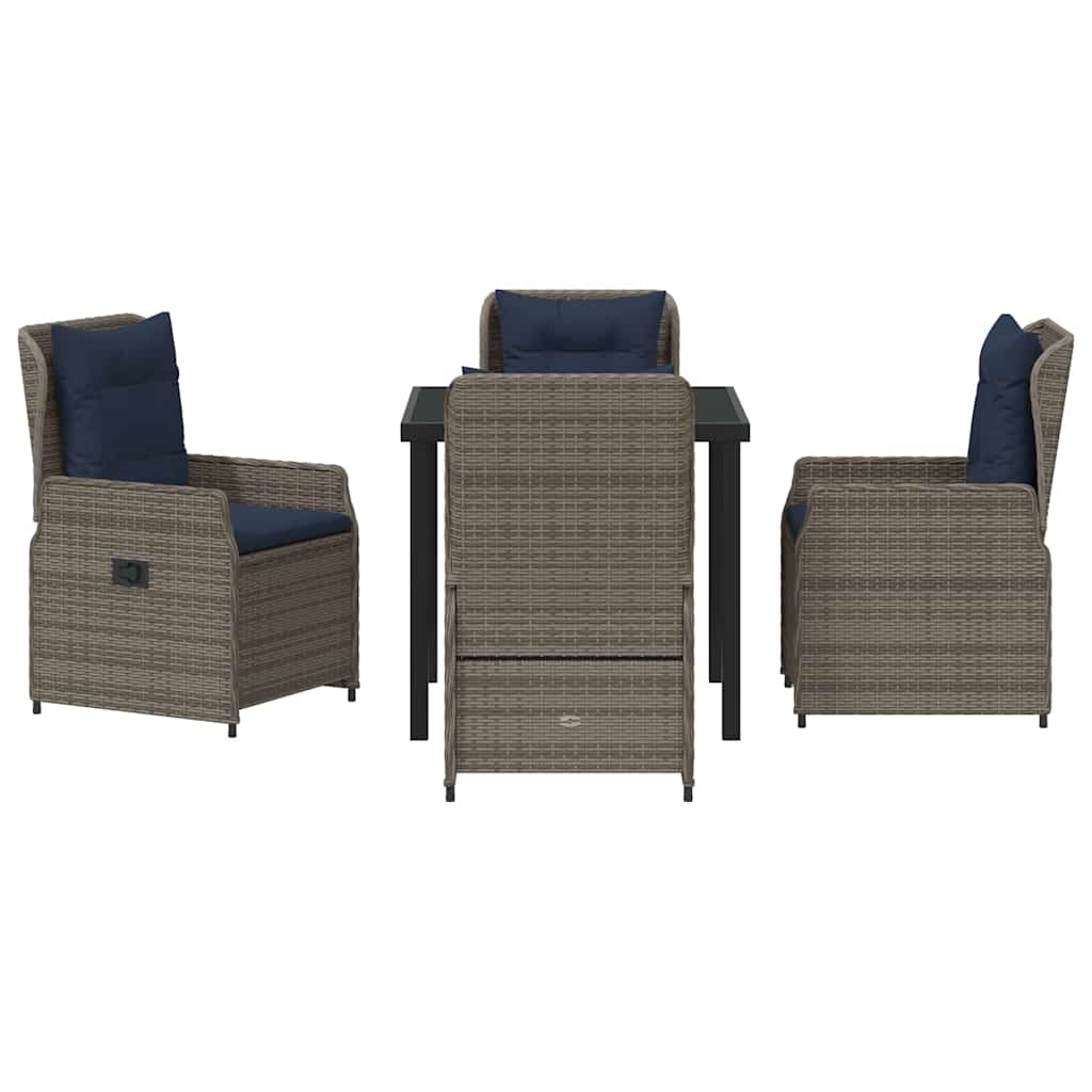 Ensemble de salle à manger pour jardin 5 pcs Gris Poly rotin - XIOS