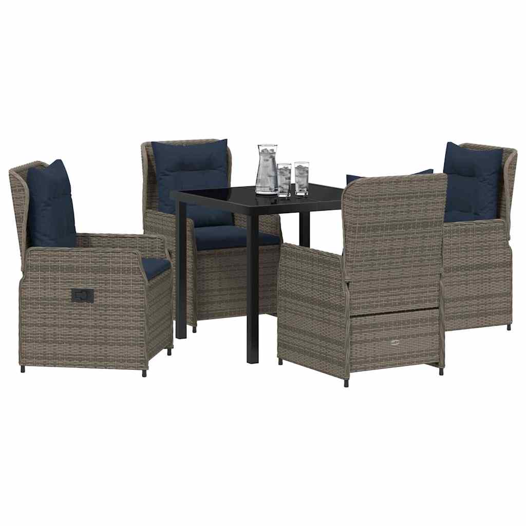 Ensemble de salle à manger pour jardin 5 pcs Gris Poly rotin - XIOS
