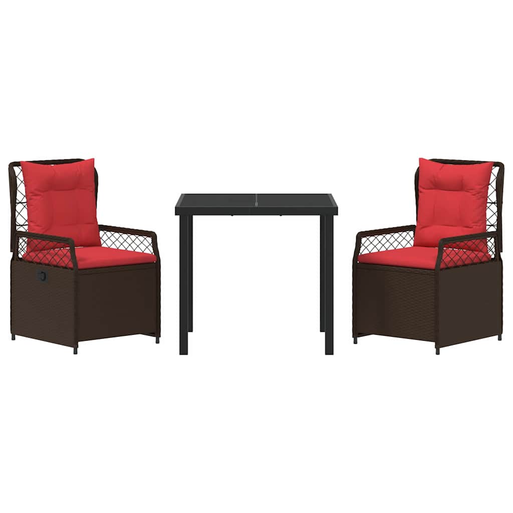 Ensemble de salle à manger pour jardin 3 pcs Marron polyrotin - XIOS