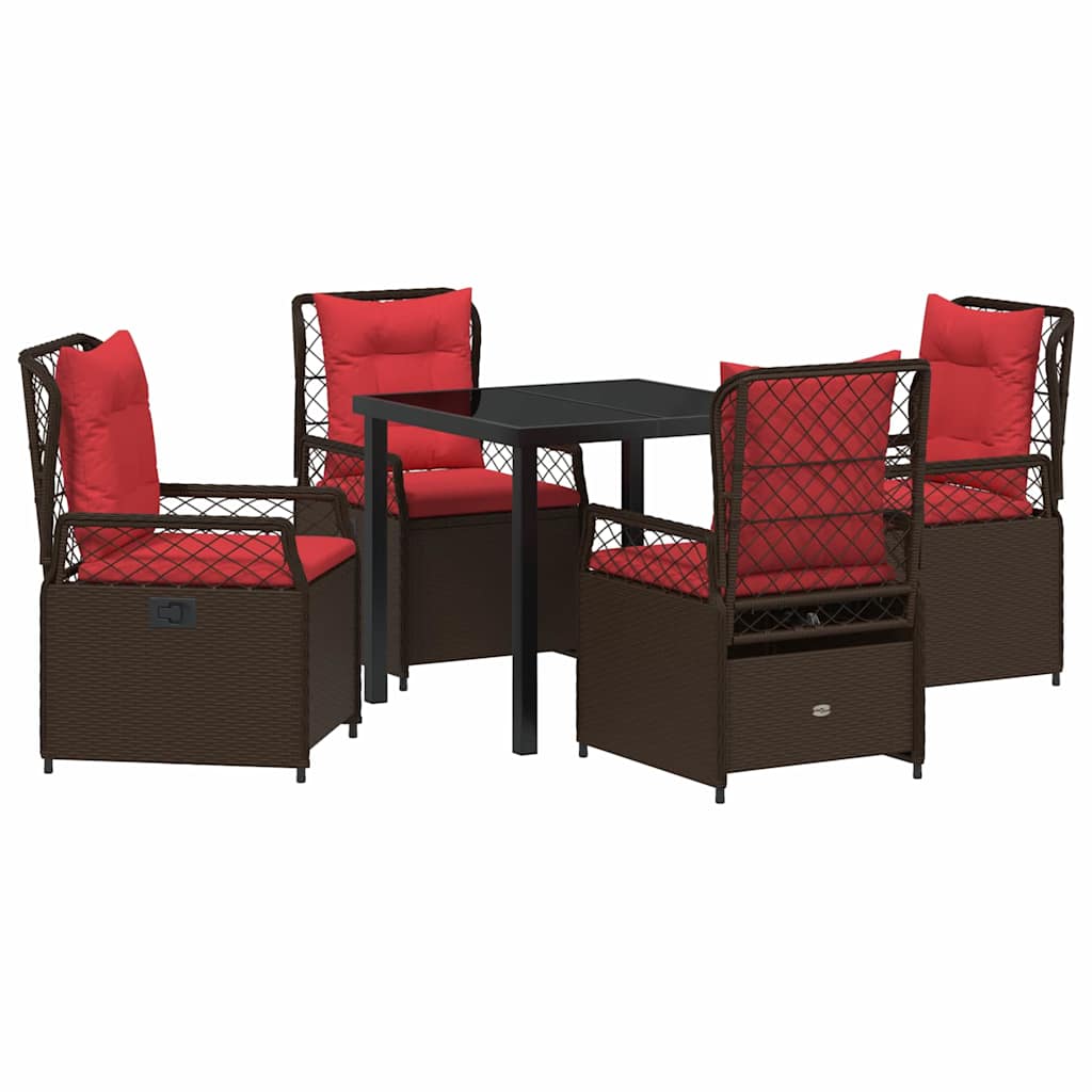 Ensemble de salle à manger pour jardin 5 pcs Marron polyrotin - XIOS