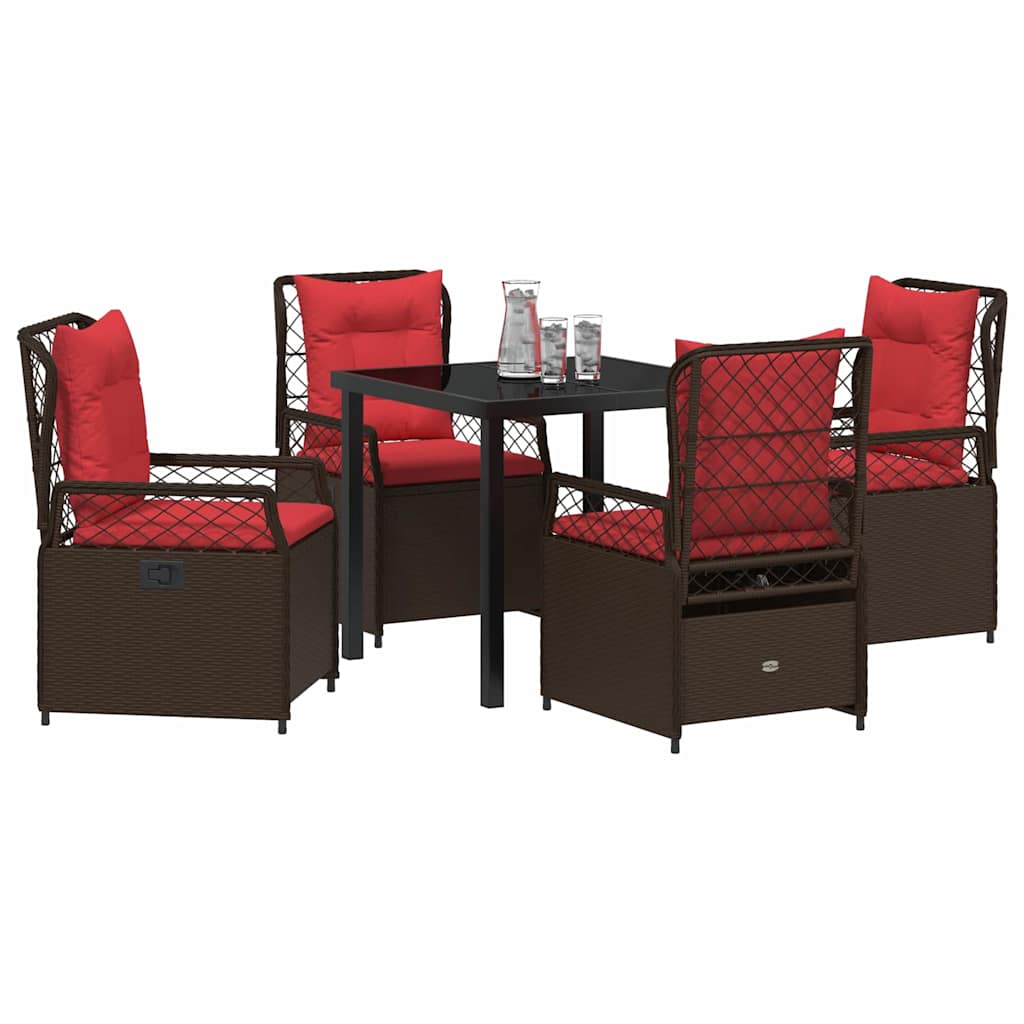 Ensemble de salle à manger pour jardin 5 pcs Marron polyrotin - XIOS