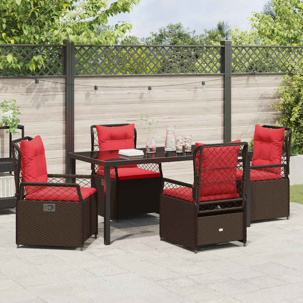 Ensemble de salle à manger pour jardin 5 pcs Marron polyrotin - XIOS