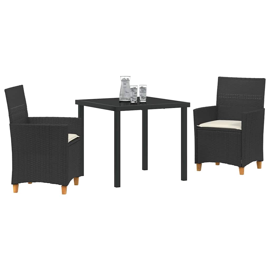 Ensemble de salle à manger pour jardin 3 pcs Noir polyrotin - XIOS