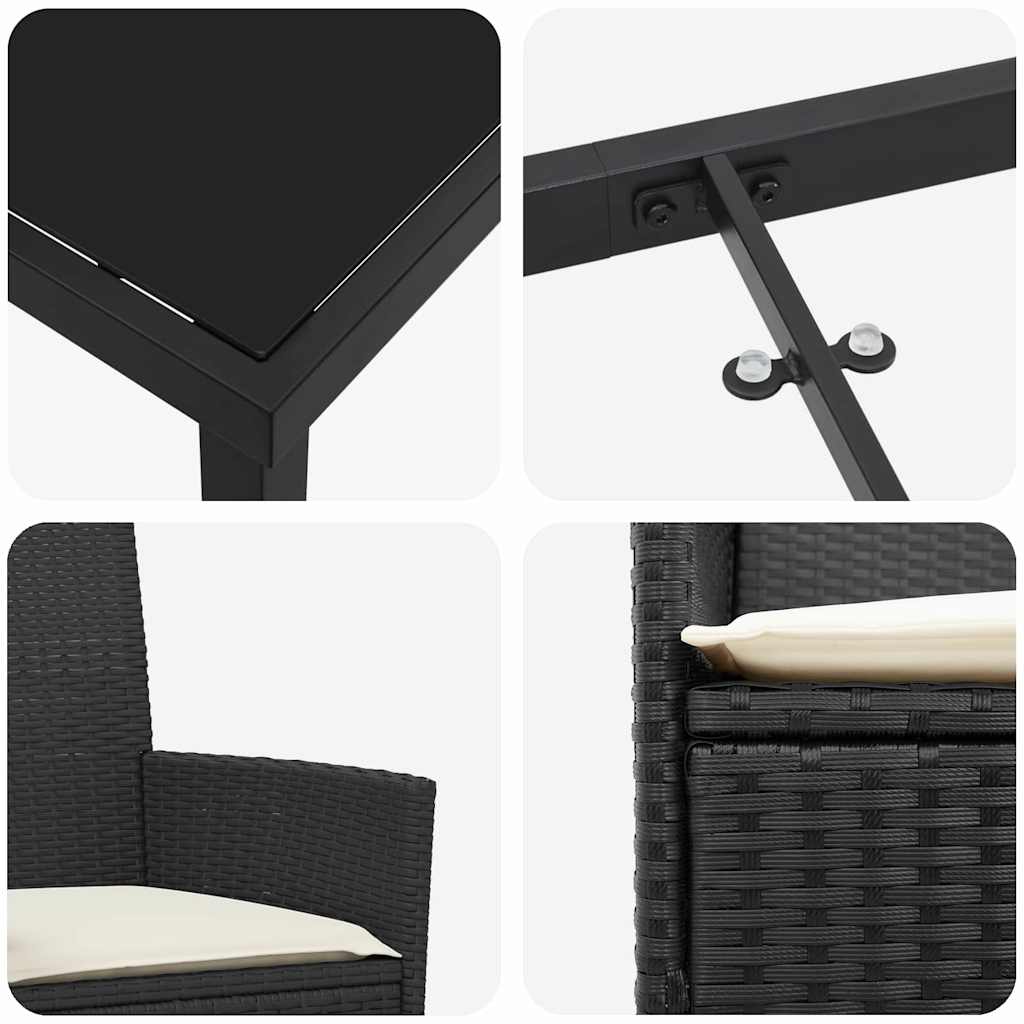 Ensemble de salle à manger pour jardin 5 pcs Noir polyrotin - XIOS