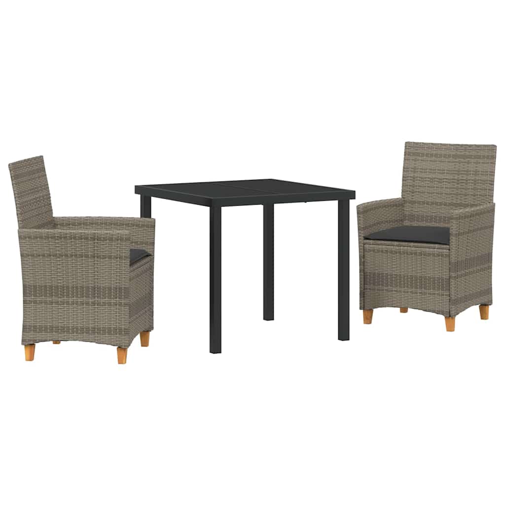 Ensemble de salle à manger pour jardin 3 pcs Gris polyrotin - XIOS