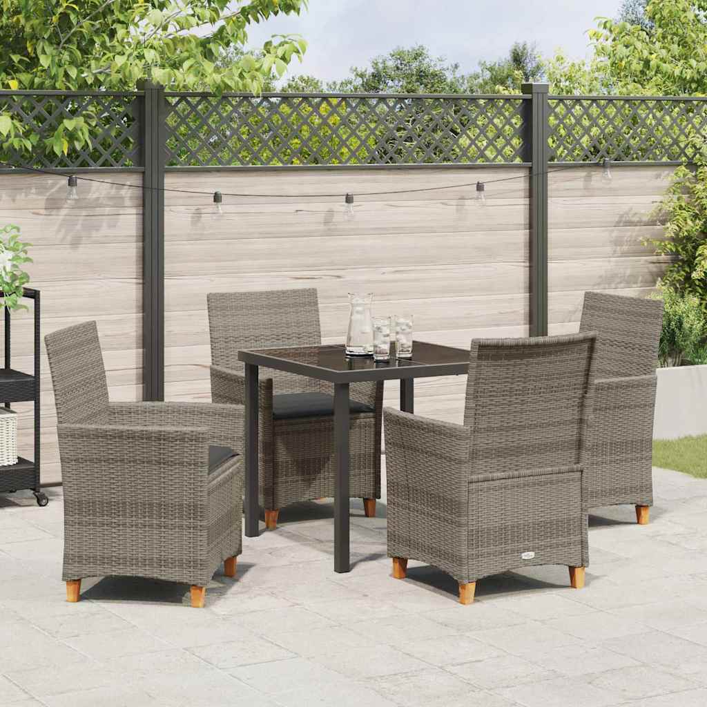 Ensemble de salle à manger pour jardin 5 pcs Gris polyrotin - XIOS