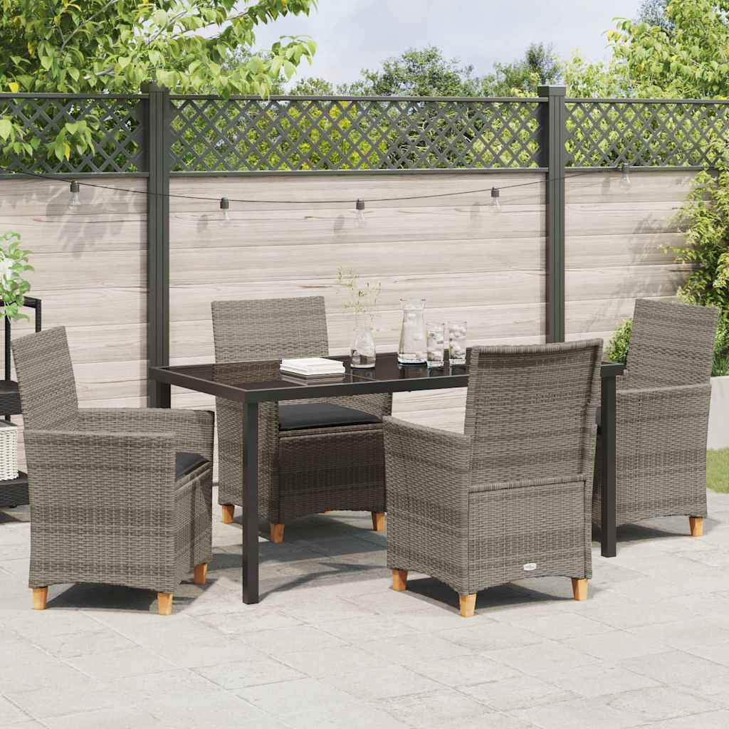 Ensemble de salle à manger pour jardin 5 pcs Gris polyrotin - XIOS