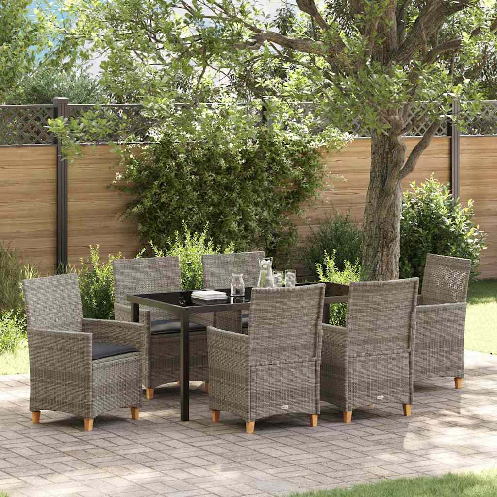 Ensemble de salle à manger pour jardin 7 pcs Gris polyrotin - XIOS