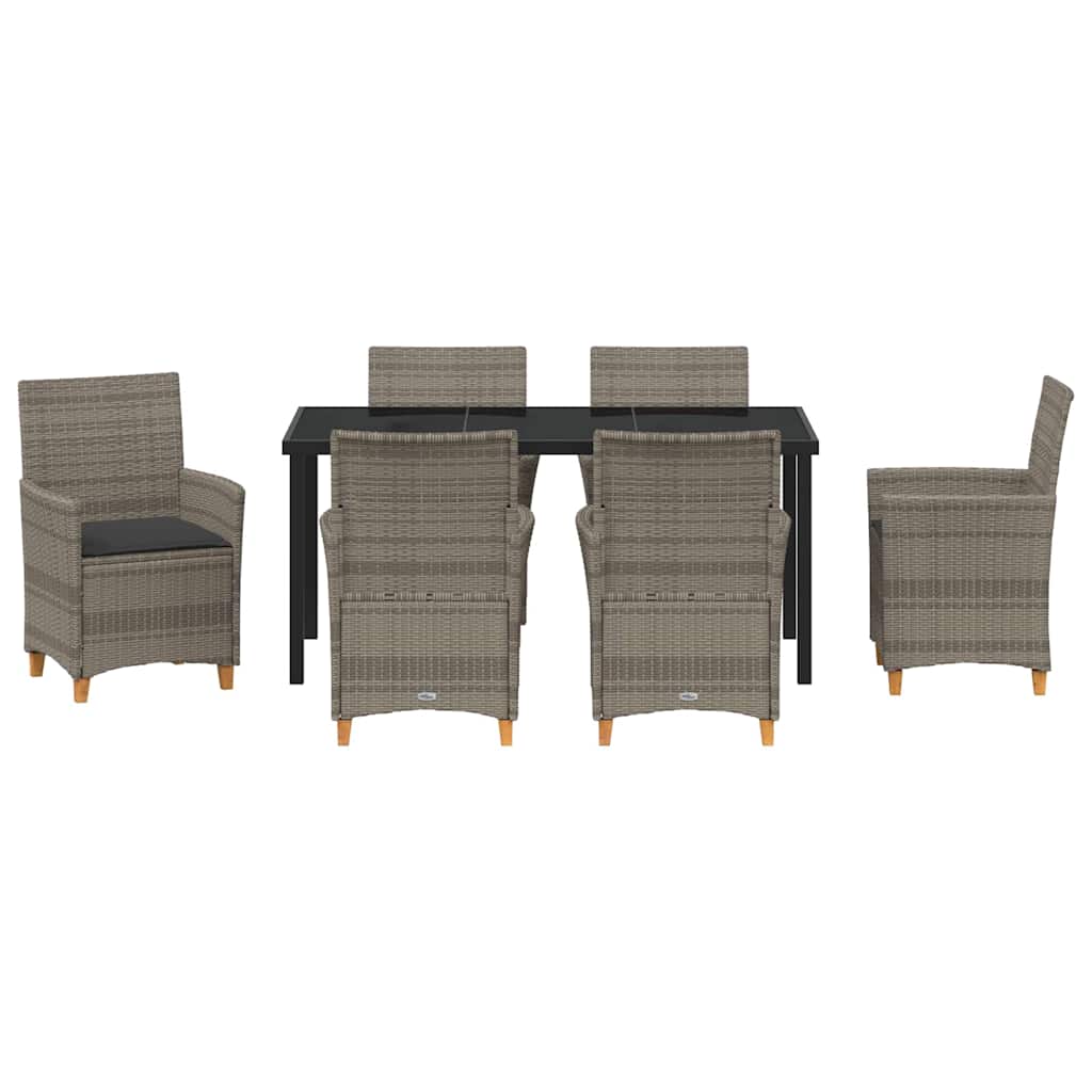 Ensemble de salle à manger pour jardin 7 pcs Gris polyrotin - XIOS