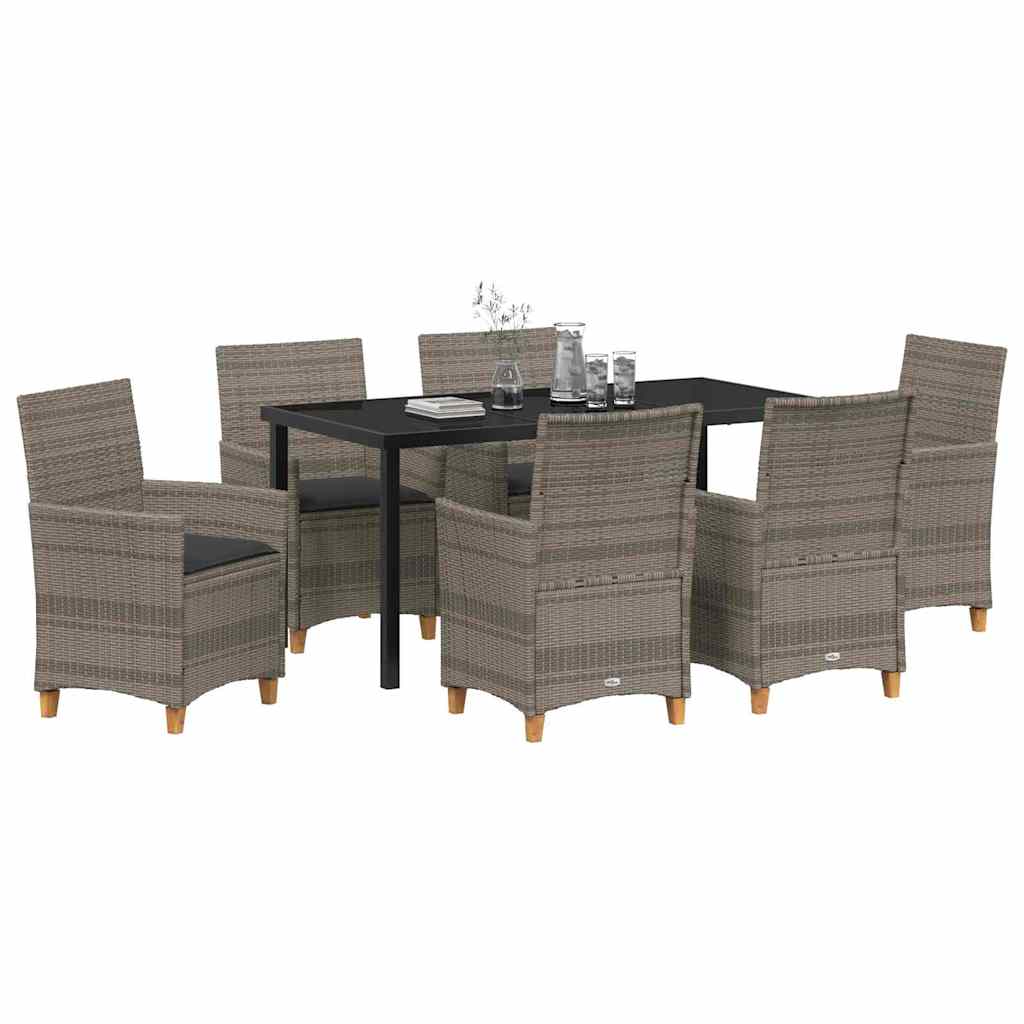 Ensemble de salle à manger pour jardin 7 pcs Gris polyrotin - XIOS