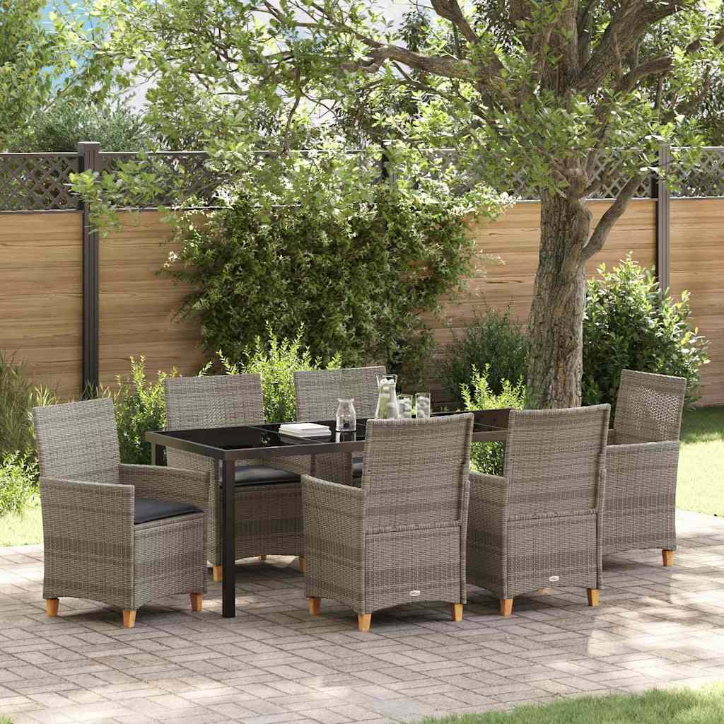 Ensemble de salle à manger pour jardin 7 pcs Gris polyrotin - XIOS