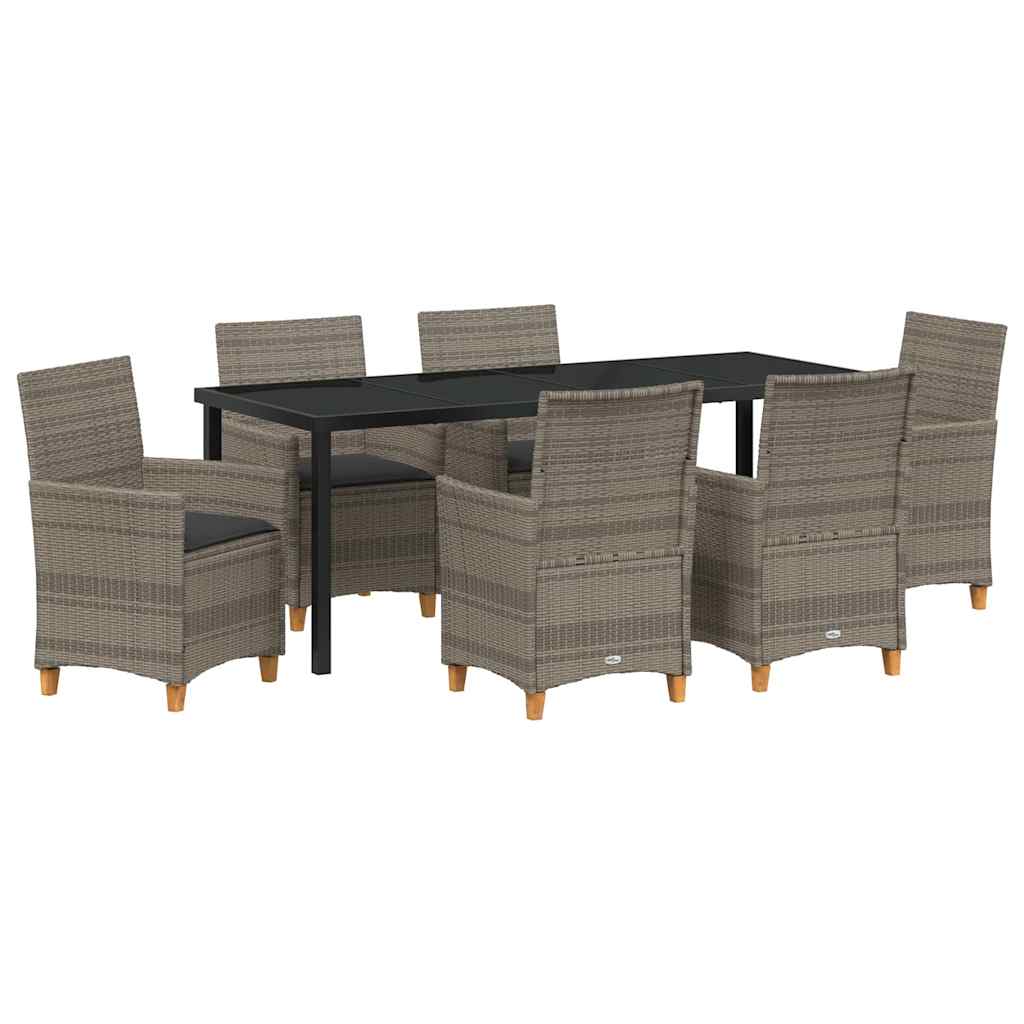 Ensemble de salle à manger pour jardin 7 pcs Gris polyrotin - XIOS