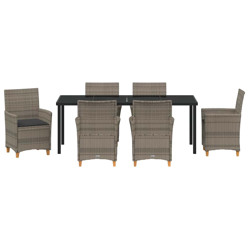 Ensemble de salle à manger pour jardin 7 pcs Gris polyrotin - XIOS