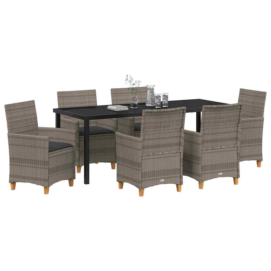 Ensemble de salle à manger pour jardin 7 pcs Gris polyrotin - XIOS
