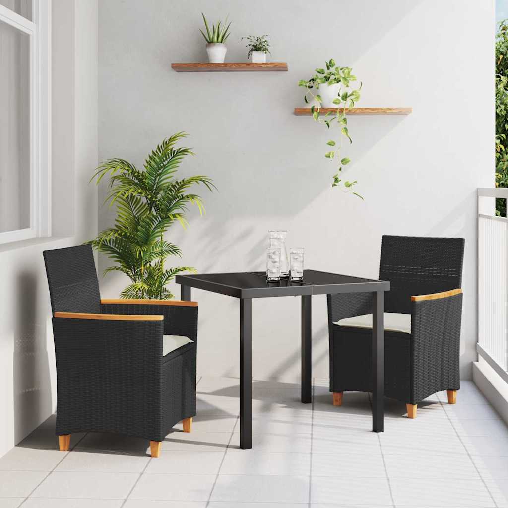 Ensemble de salle à manger pour jardin 3 pcs Noir polyrotin - XIOS