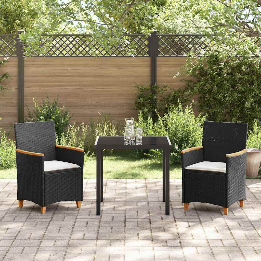 Ensemble de salle à manger pour jardin 3 pcs Noir polyrotin - XIOS