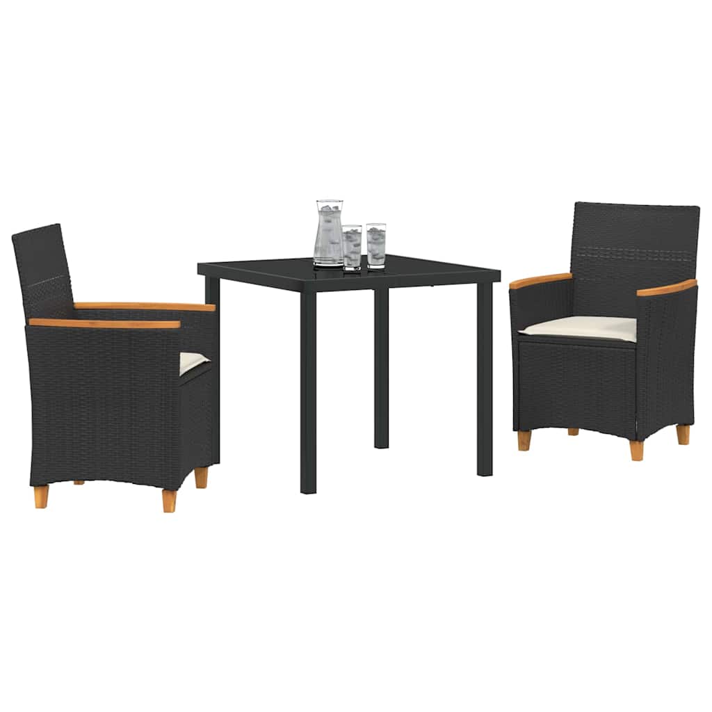 Ensemble de salle à manger pour jardin 3 pcs Noir polyrotin - XIOS