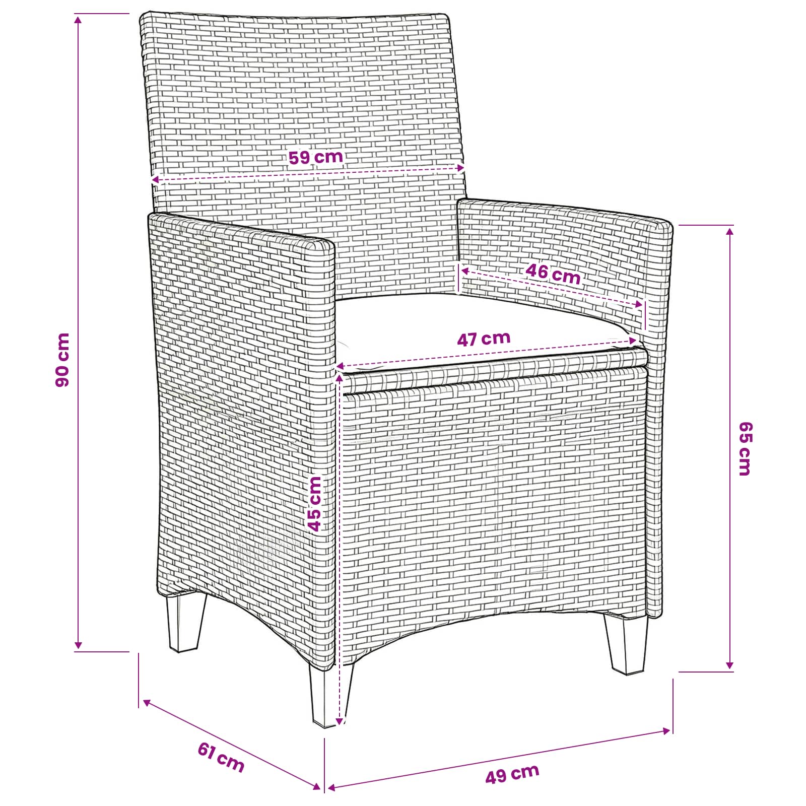 Ensemble de salle à manger pour jardin 5 pc Noir polyrotin