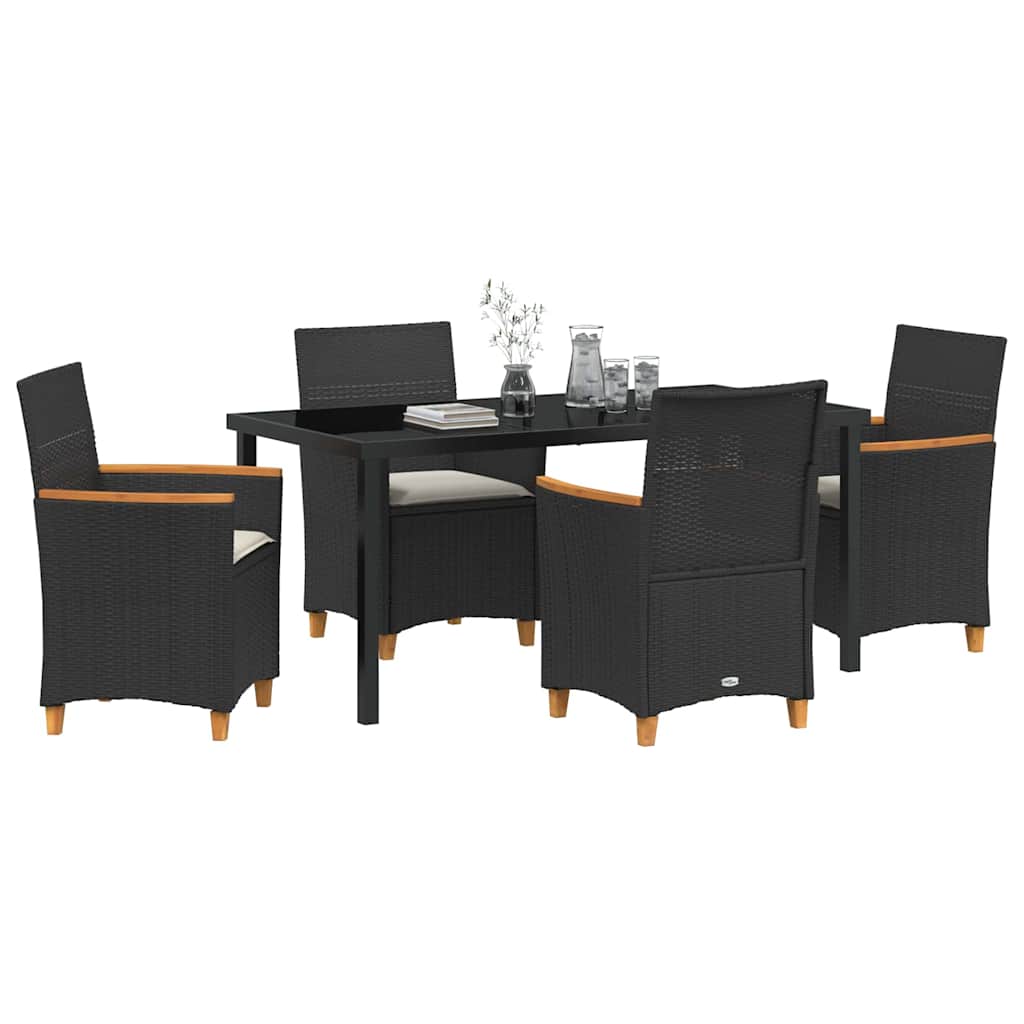 Ensemble de salle à manger pour jardin 5 pcs Noir polyrotin - XIOS
