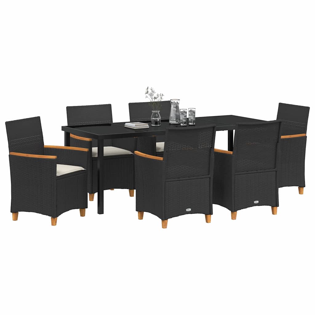 Ensemble de salle à manger pour jardin 7 pcs Noir polyrotin - XIOS